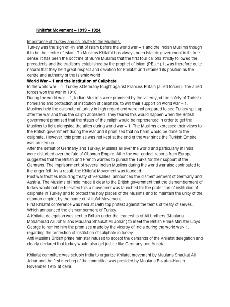 Khilafat Movement | PDF | Caliphate | Mahatma Gandhi