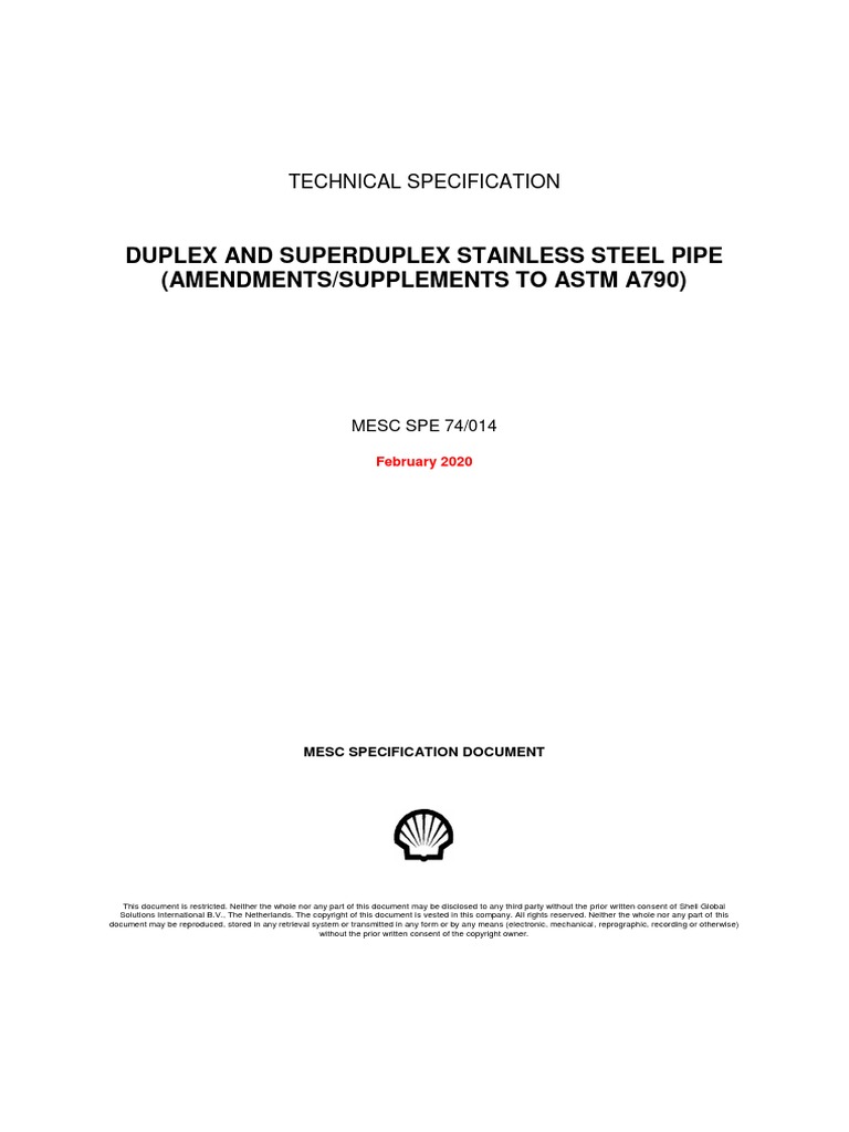74-014 Duplex-Superduplex Ss Pipe To Astm A790 2020 | Download Free PDF ...