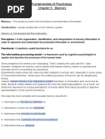 Fundamentals of Psychology Chapter 5 - Memory