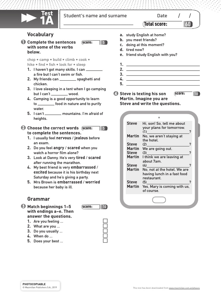Phases 2 2nd Ed Test U1 A | PDF