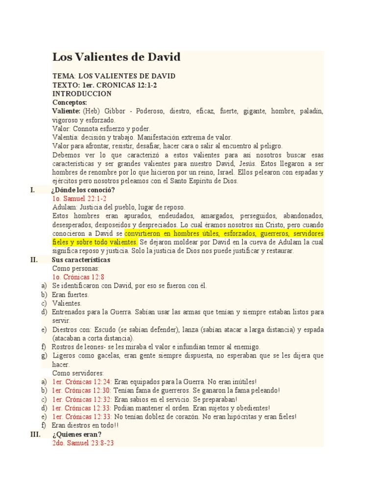 Los Valientes De David Sermon Descargar Gratis Pdf David