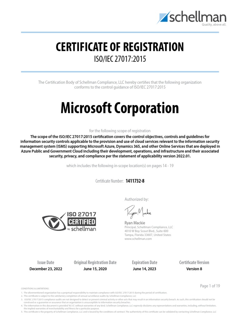 microsoft iso 27001 certificate download