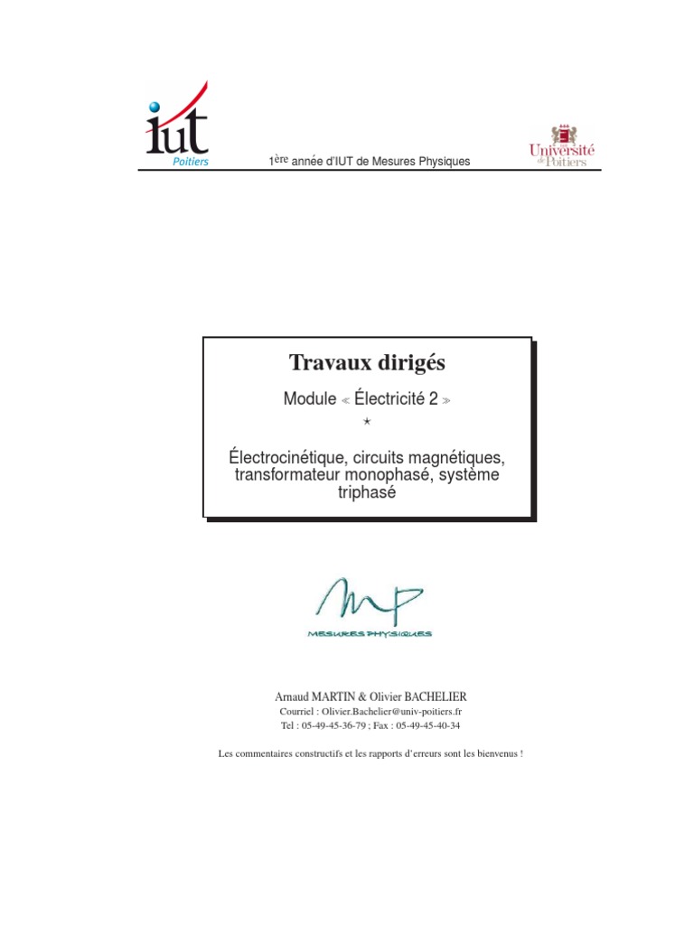 TD Électricité 2 : Concepts Clés | PDF | Transformateur électrique ...
