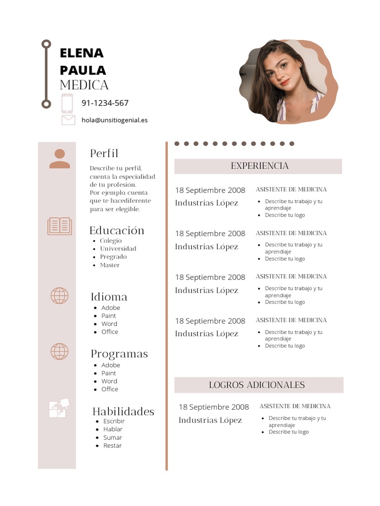 Modelo de Curriculo Color Crema | PDF | Negocios | Finanzas y dinero