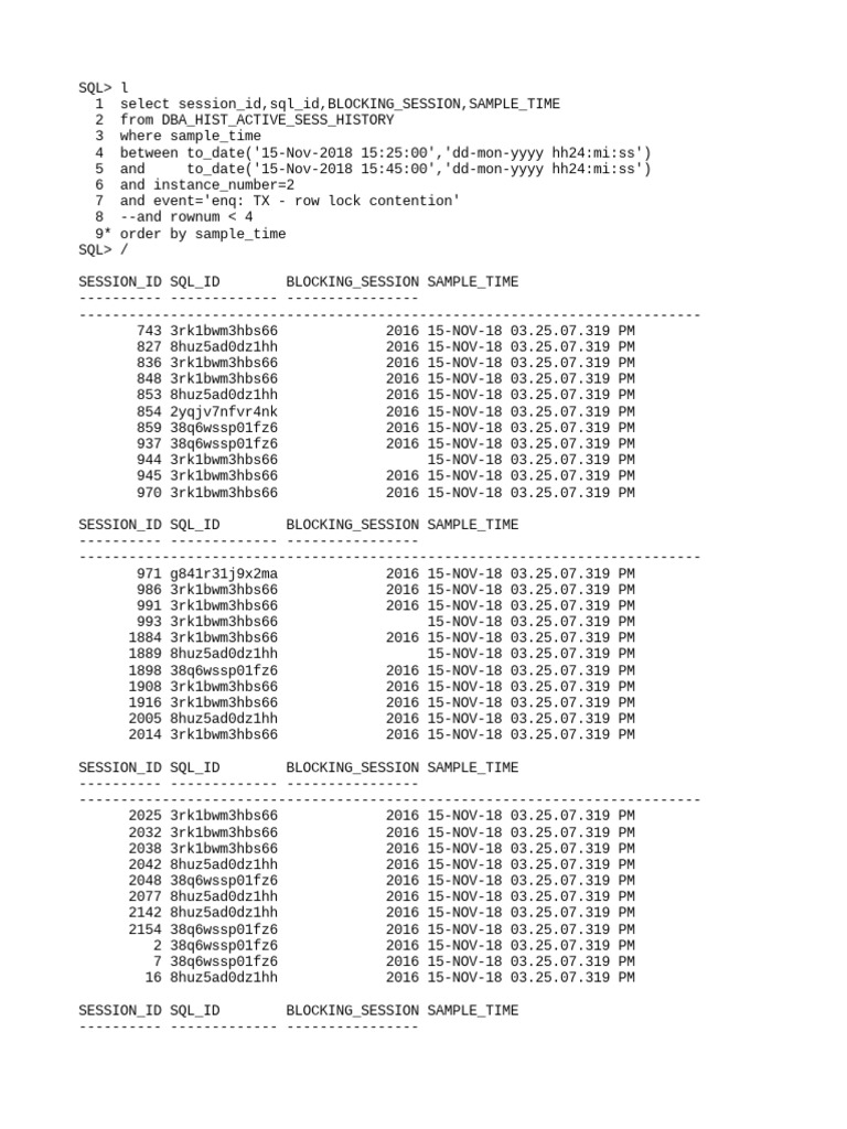 SQL Query for Row Lock Contention | PDF