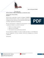 Lima, 15 de Junio Del 2020. SRS.: R&D Vega S Inmobiliaria Sac Mz. D1 Lote 21 Urb La Ensenada, La Molina-Lima Atención Srta. Nancy Garibay Presente.