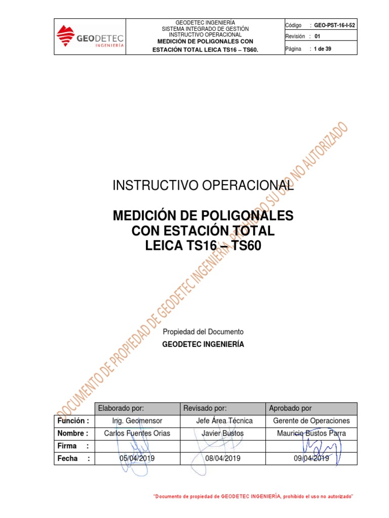 Instructivo de Medición con Leica TS16 | PDF | Medición | Exactitud y ...