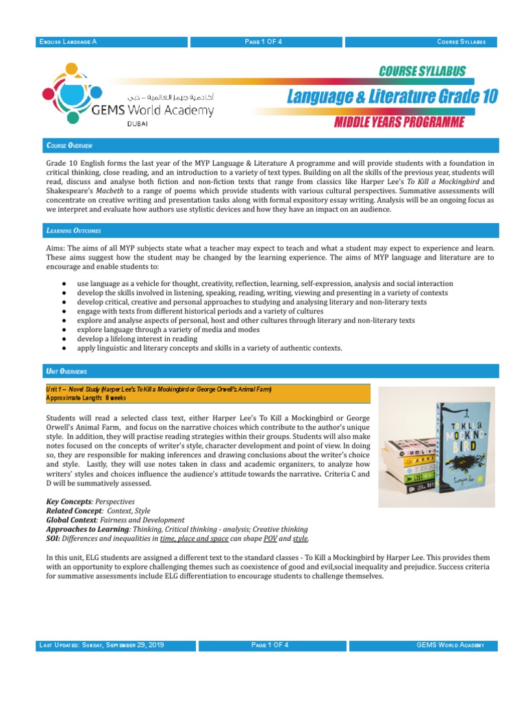 Grade 10 English Language Syllabus | PDF | Educational Assessment | Poetry