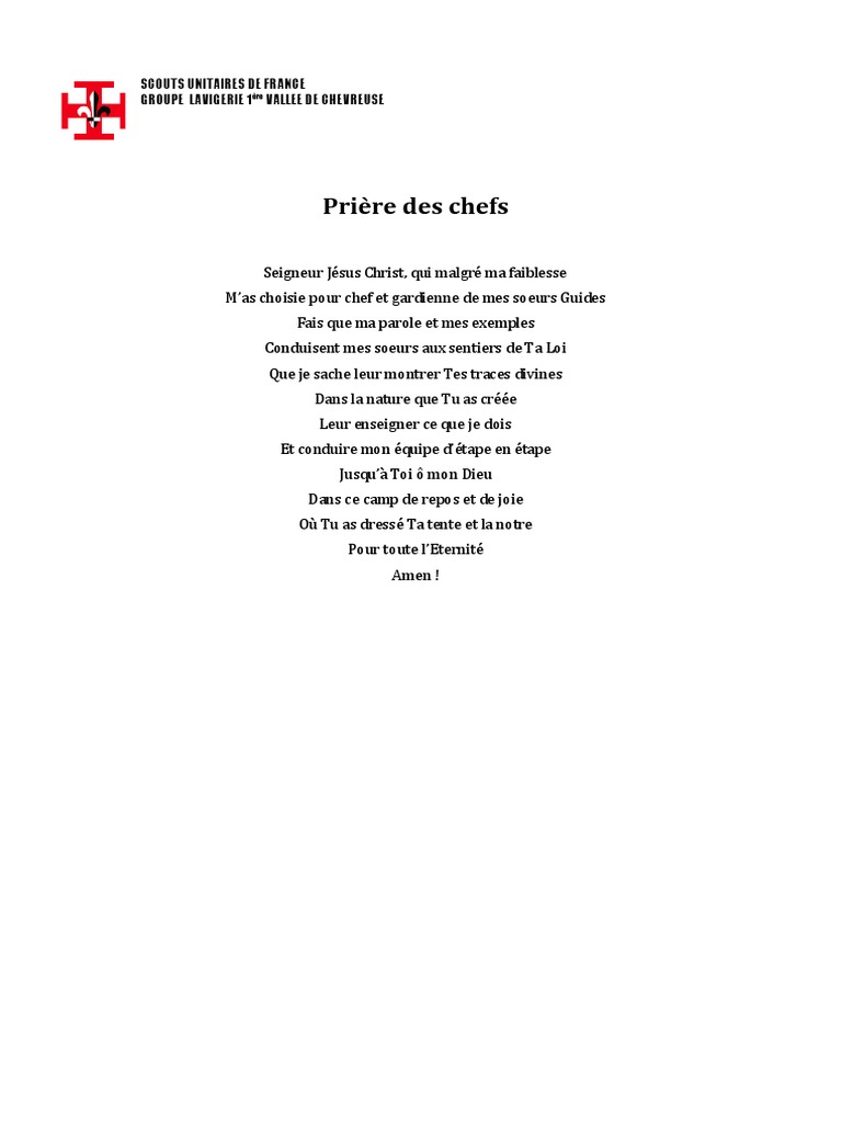 Prière des Chefs Scouts | PDF