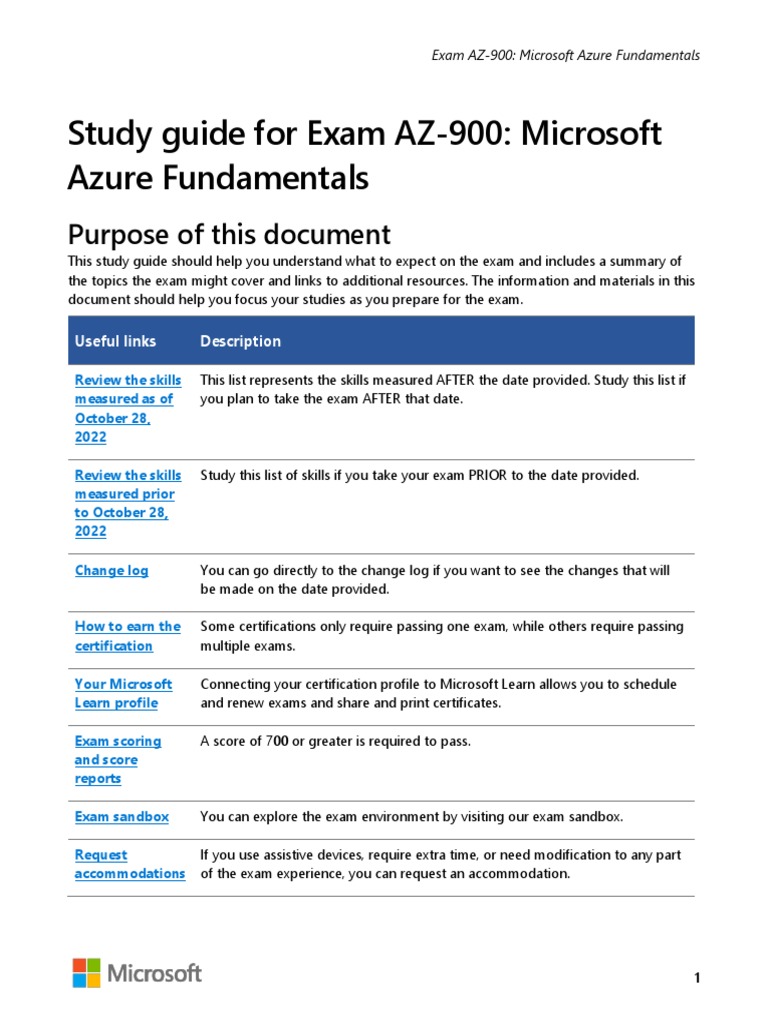 AZ-900 Study Guide for Azure Fundamentals | PDF | Cloud Computing ...