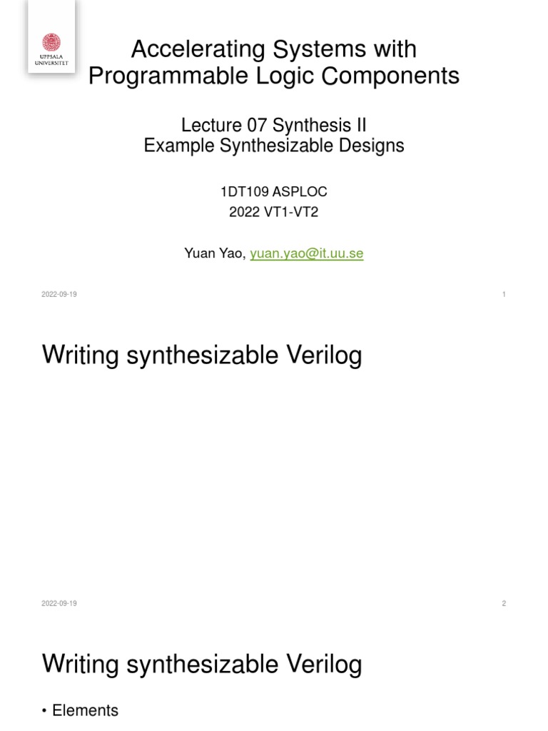 Synthesis II PDF Logic Synthesis Parameter Programming)
