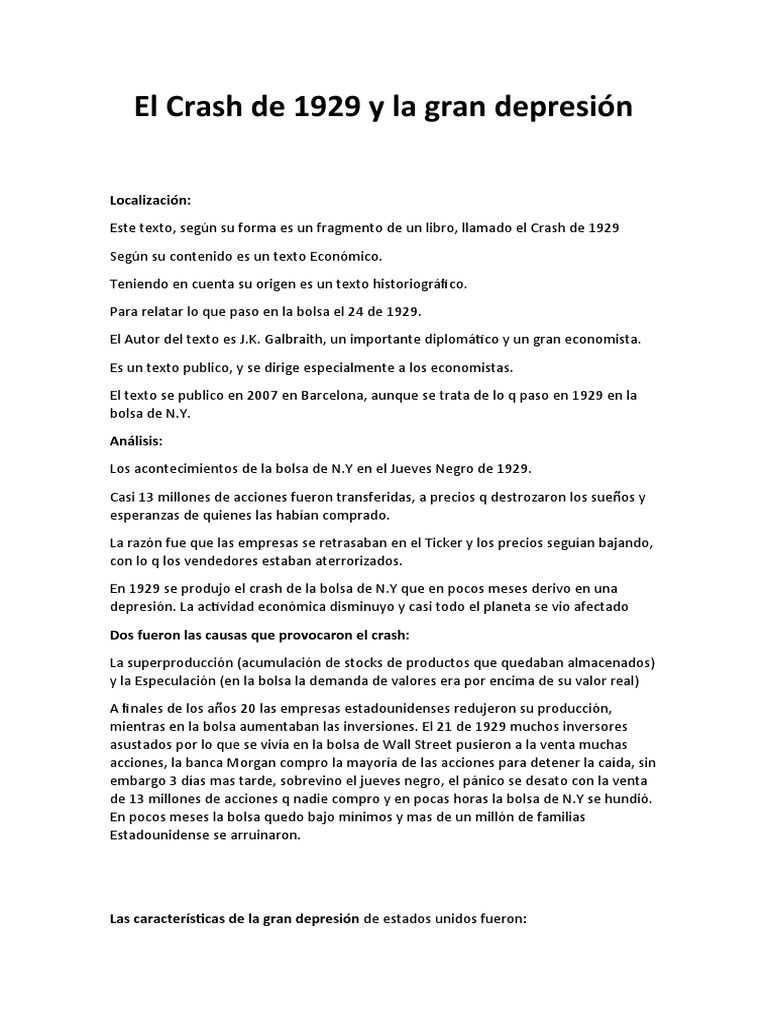 El Crash de 1929 y sus Consecuencias | PDF | Adolf Hitler | Accidente ...