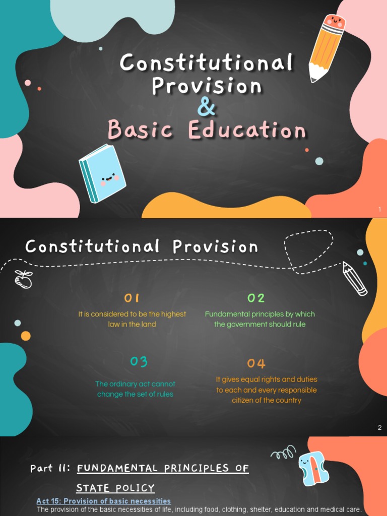 Constitutional Provision Basic Education PDF Literacy Learning