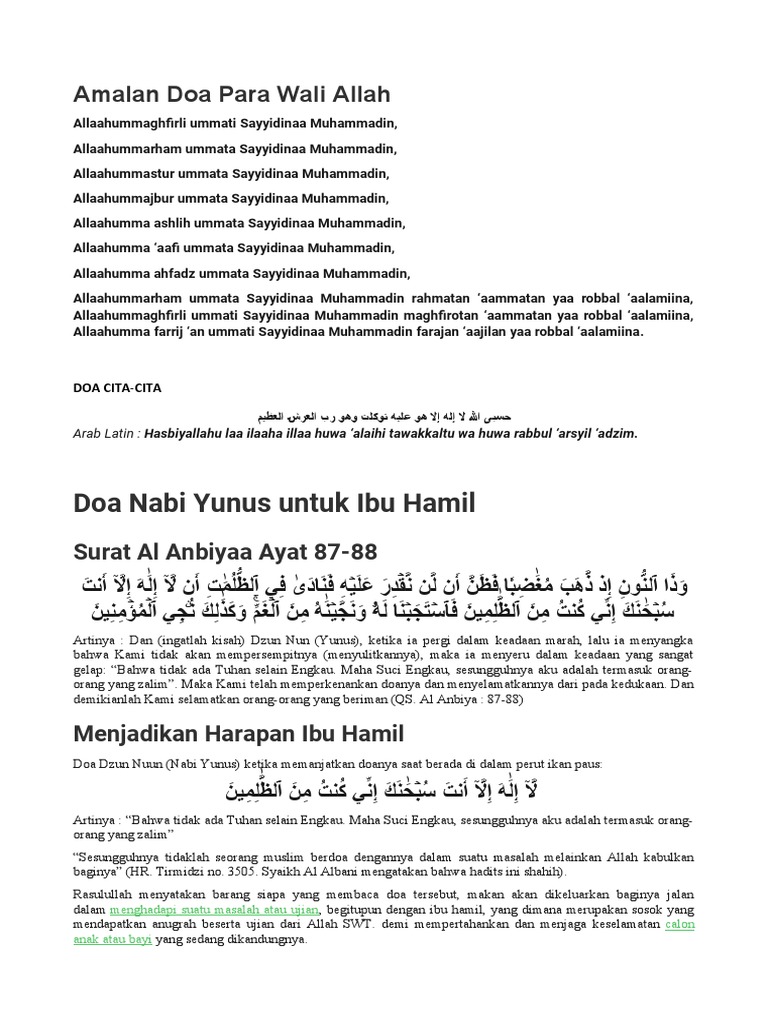 Doa dan Amalan Para Wali Allah | PDF