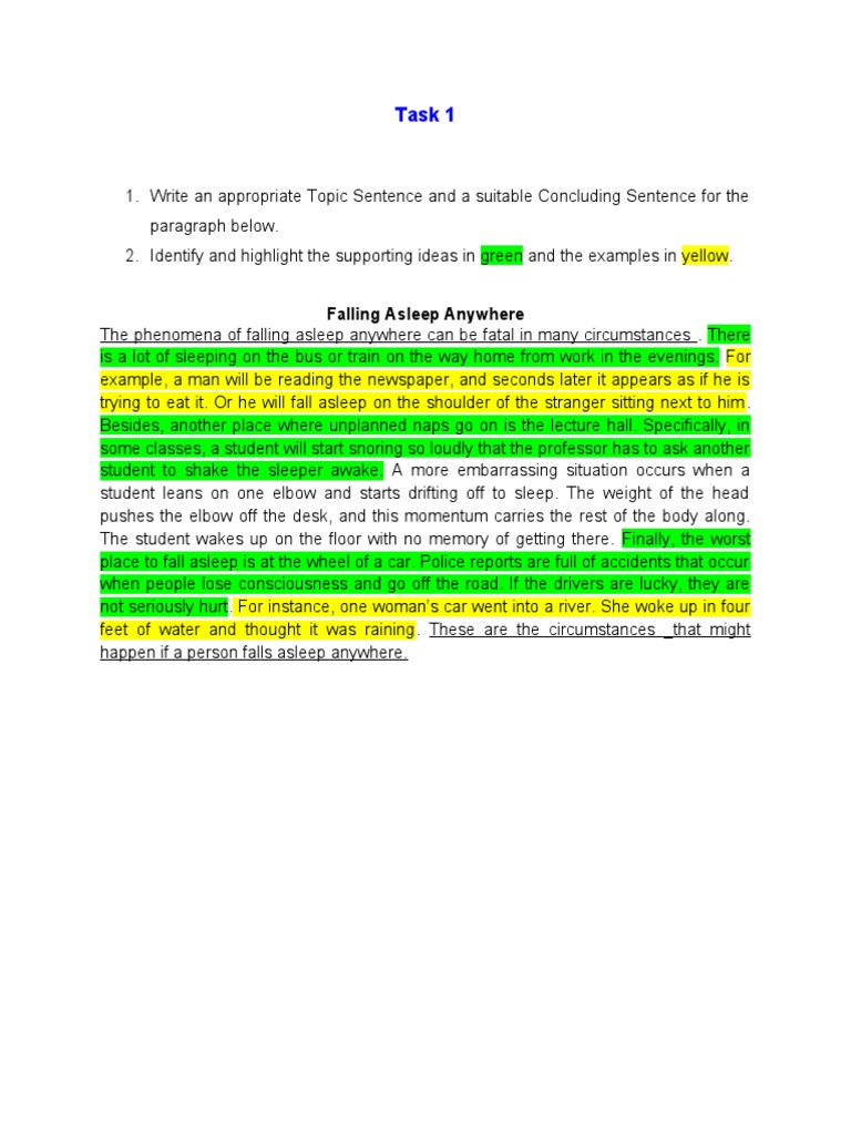 Task 1 - Paragraph Structure | PDF