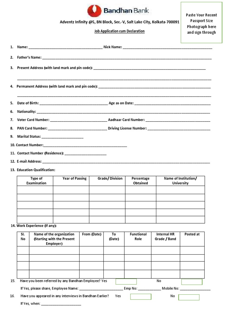 Job Declaration Form | Download Free PDF | Credit Bureau | Banks