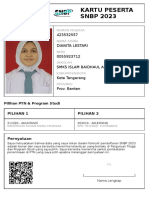 Kartu Peserta SNBP 2023: 423532557 Dianita Lestari 0055923712 Smks Islam Baidhaul Ahkam Kota Tangerang Prov. Banten
