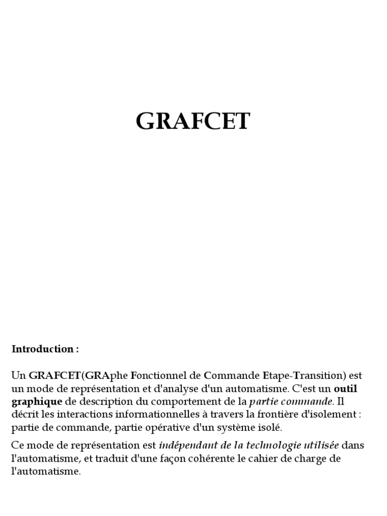 Introduction au GRAFCET : Concepts et Règles | PDF | Programme ...
