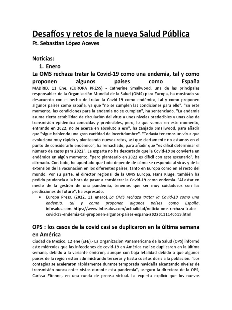 Retos de la Salud Pública en 2024 | PDF | Organización Panamericana de ...