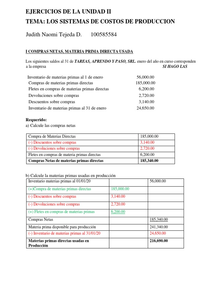 tarea 2.1 contabilidad de costos | PDF | Inventario | Estado de resultados