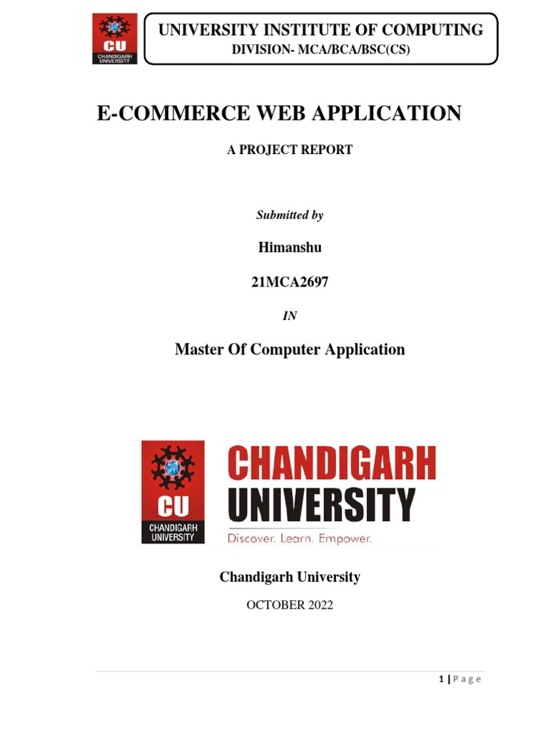 21MCA2697 Project Report | PDF | E Commerce | Online Shopping