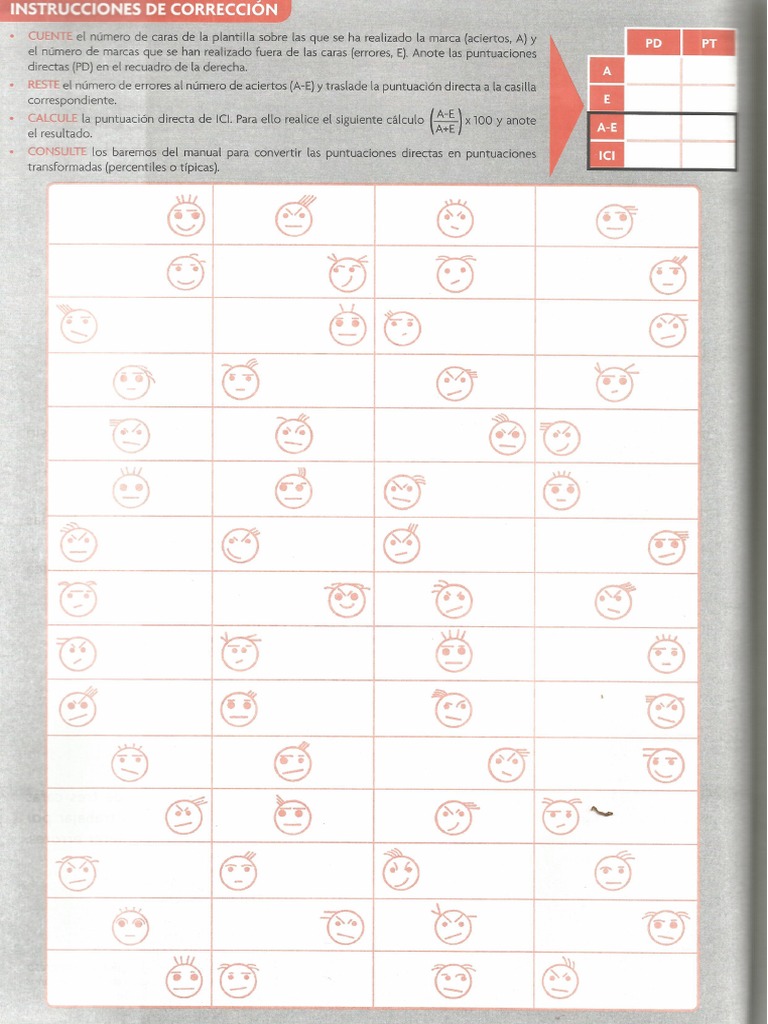 Plantilla test caras pdf