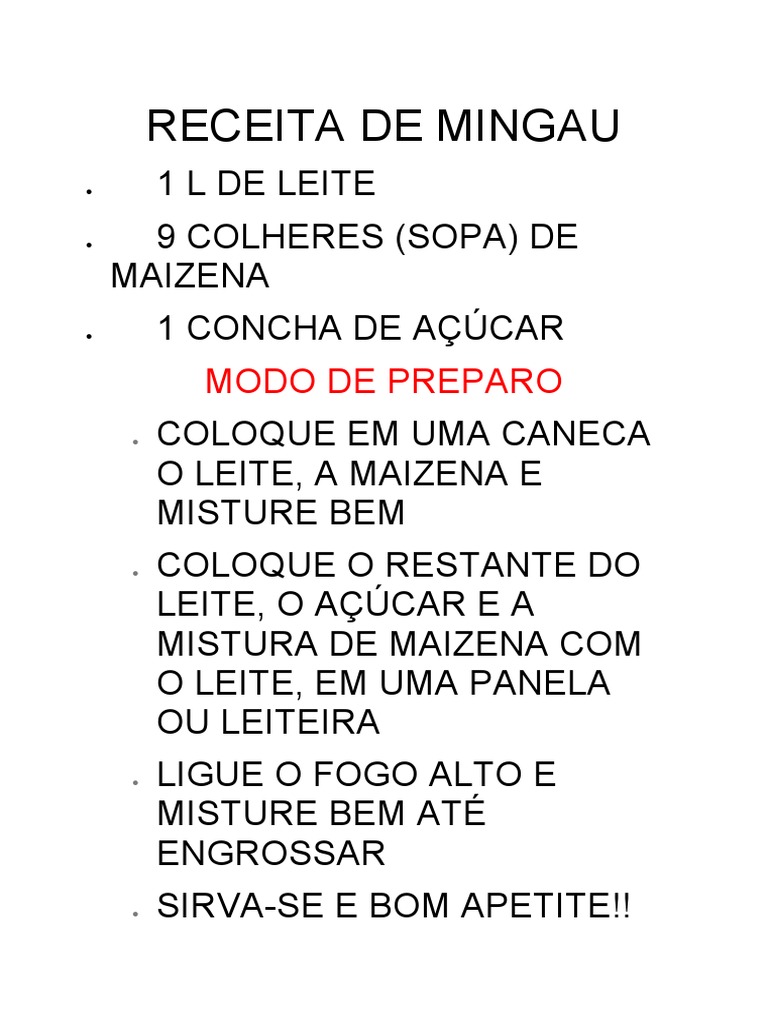 Receita de Mingau | PDF