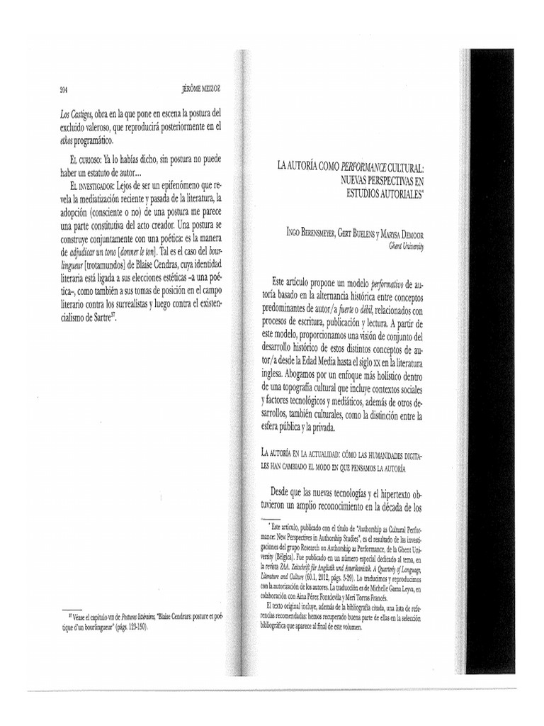 La Autoría Como Performance | PDF