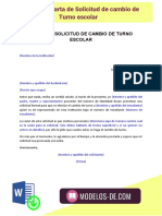 Carta de Solicitud de Cambio de Turno Escolar