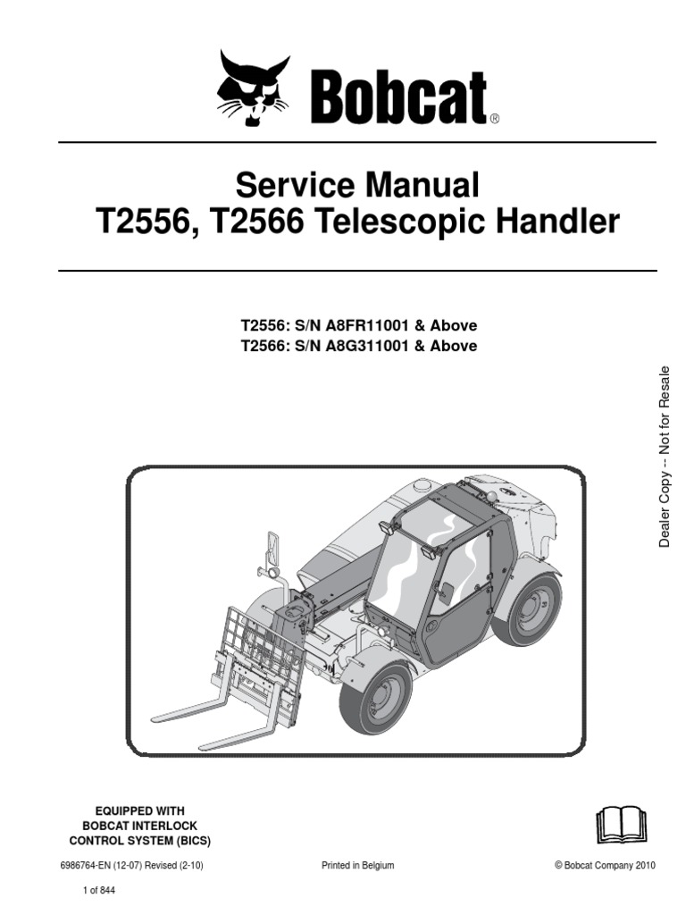 Service Manual T2556, T2566 Telescopic Handler: T2556: S/N A8FR11001 ...