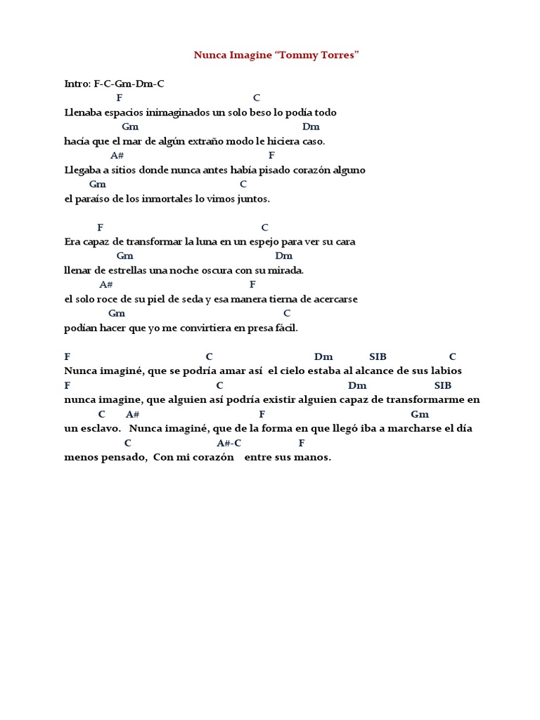 Nunca Imagine Tommy Torres Pdf