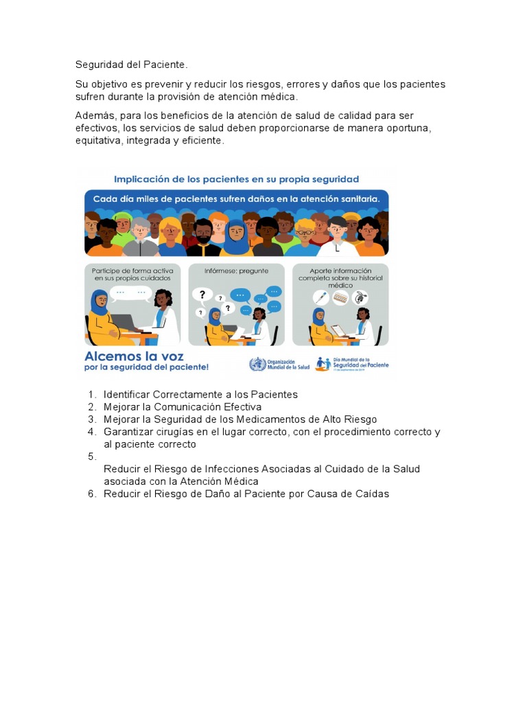 Mejora de la Seguridad del Paciente | PDF | Seguridad del paciente ...