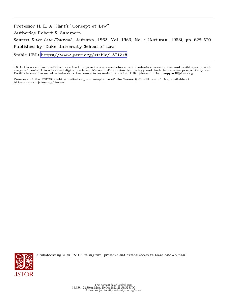 Hla Hart Concept Of Law Pdf Jurisprudence Concept