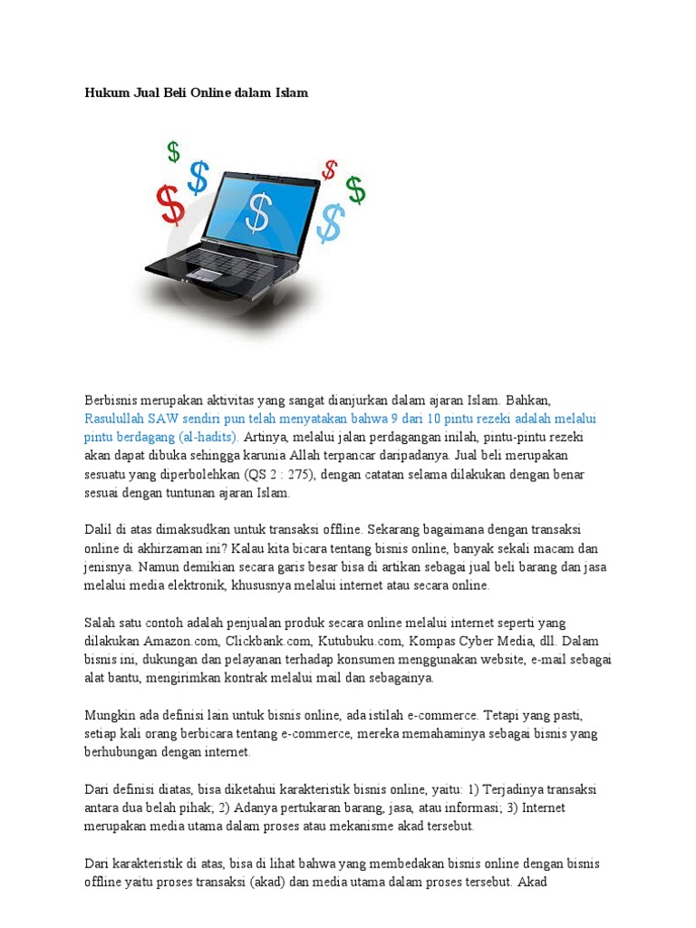Hukum Jual Beli Online Dalam Islam 1
