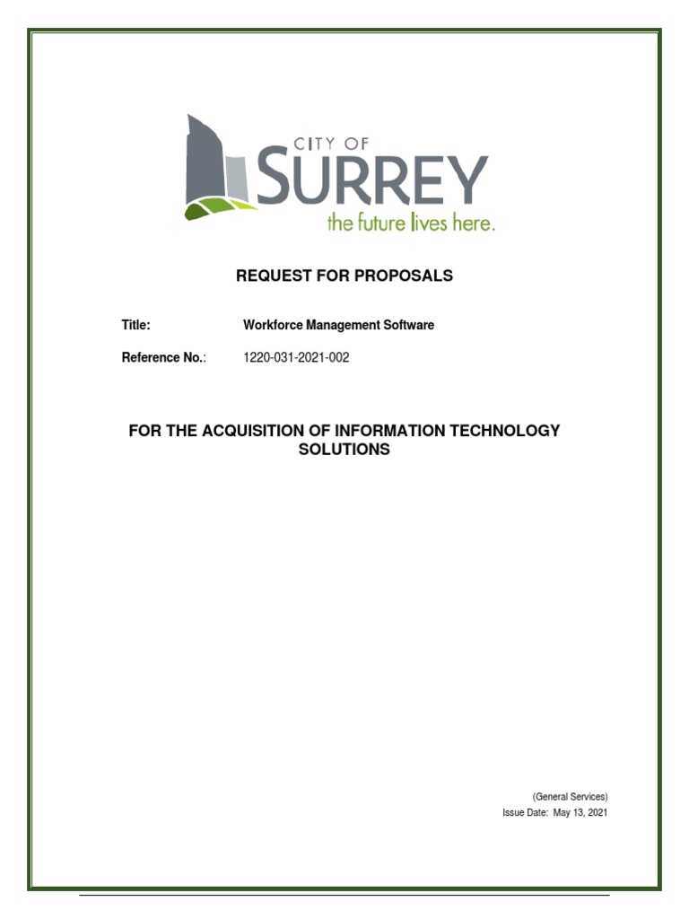 RFP 2021002 Workforce Management Software 0 PDF Request For