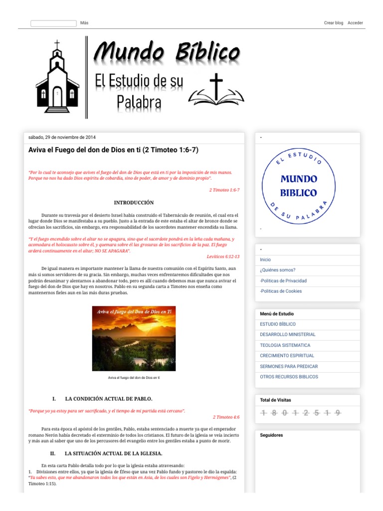 Mundo Bíblico El Estudio De Su Palabra Aviva El Fuego Del Don De