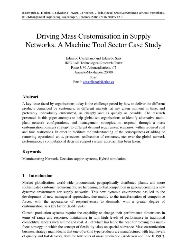 Mass Customization in Supply Networks | PDF | Strategic Management ...