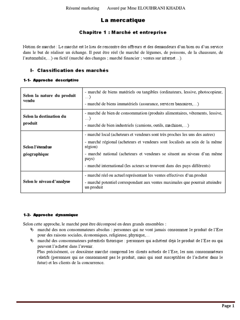 Classification et segmentation des marchés | PDF | Élasticité (économie ...