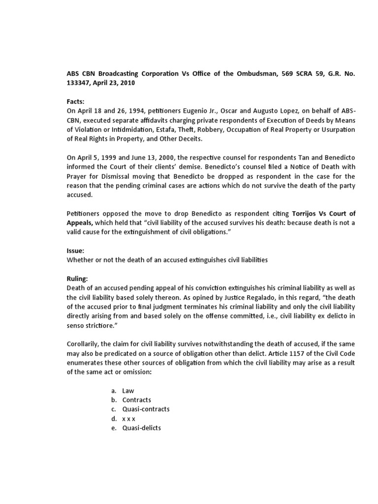 Abs CBN PDF Statute Of Limitations Criminal Law