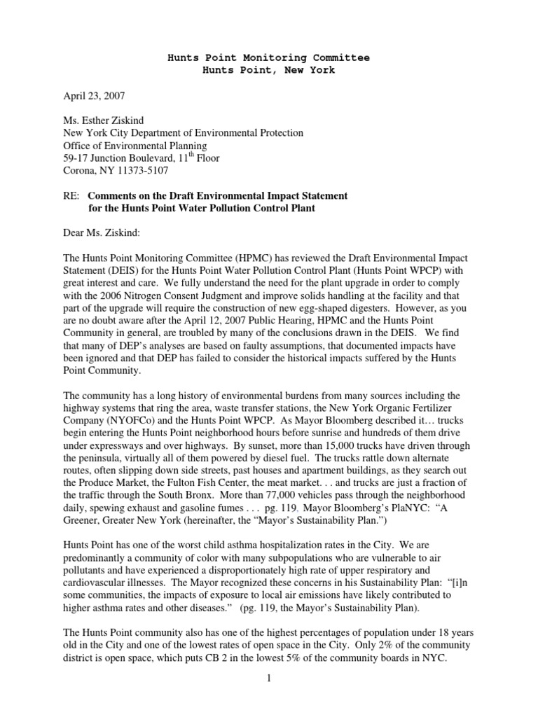 DEP FEIS Hunts Point Sewer Plant PDF Air Pollution