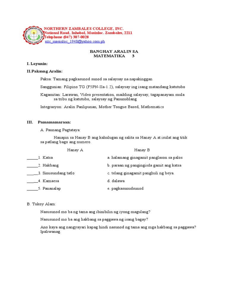 DLP Math Tagalog Parts PDF