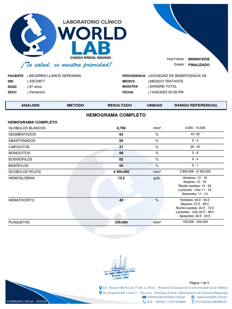 Ejemplo Examen de Laboratorio | PDF | Colesterol | Compuestos orgánicos