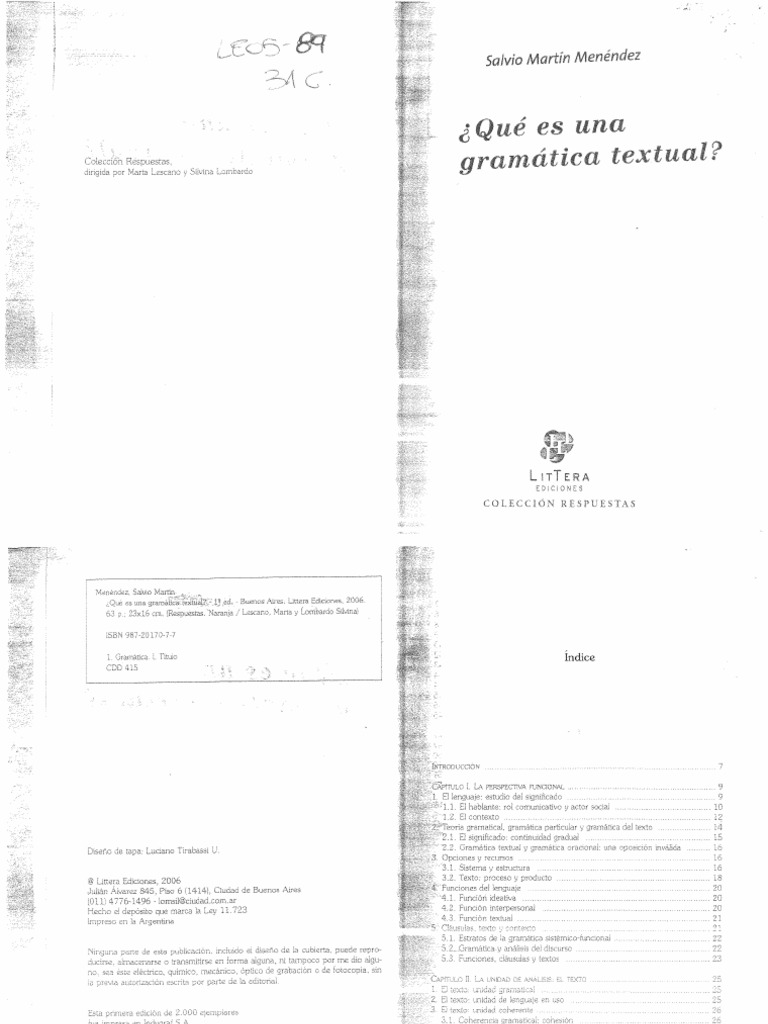 Menendez - Qué Es Una Gramática Textual | PDF