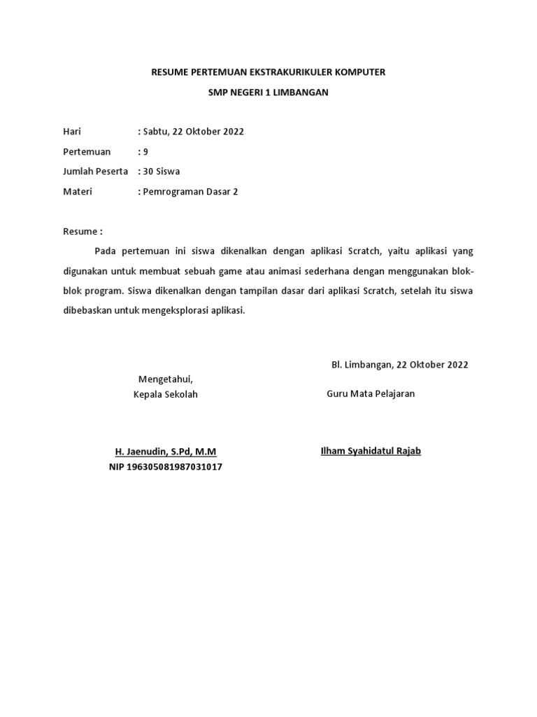 Resume ekstrakurikuler komputer pdf