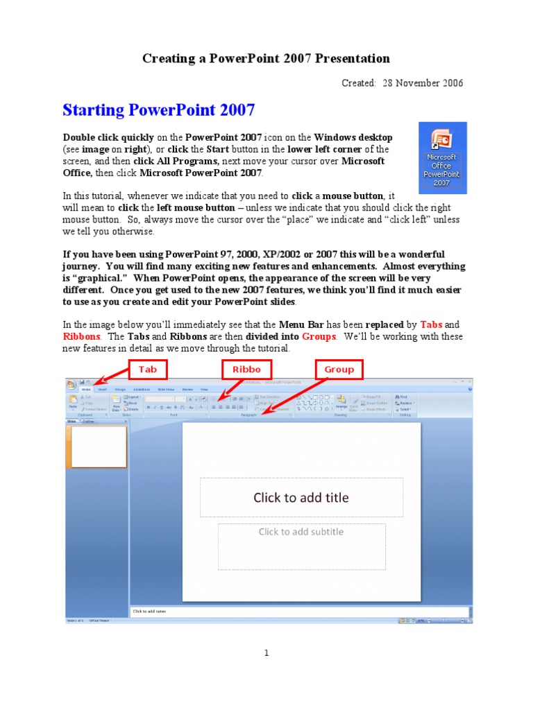 Powerpoint 2007 | PDF | Microsoft Power Point | Microsoft Excel