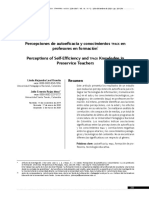 Percepciones de Autoeficacia y Conocimientos en Profesores en Formación Perceptions of Self-Efficiency and Knowledge in Preservice Teachers