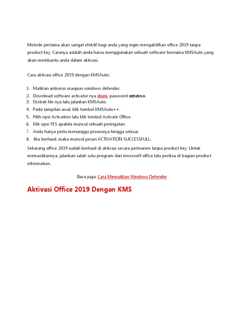 Cara aktivasi office 2019 pdf