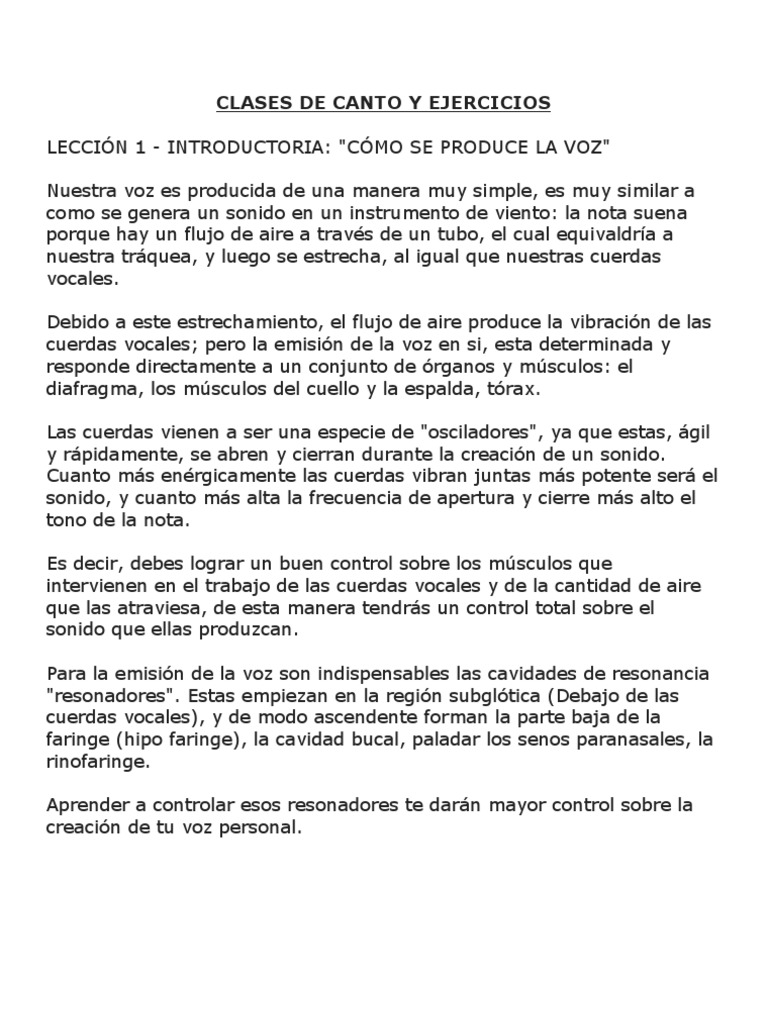 Clases y Ejercicios de Canto Básico | PDF | Canciones | Canto
