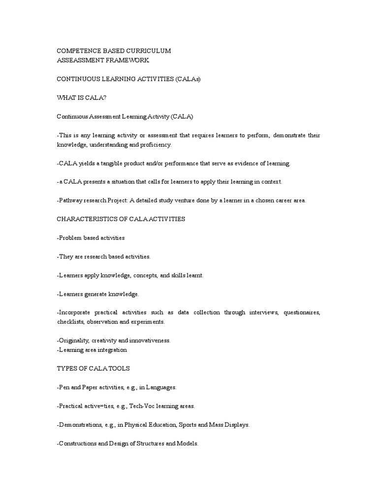 Cala Notes More Guidelines | PDF | Educational Assessment | Learning