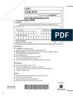 LCCI Level 2 Certificate in Bookkeeping and Accounting ASE20093 Jul 2019